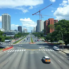 obras em cruzamento no Jardim Morumbi