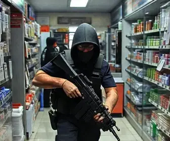 homem armado mantém mulher refém